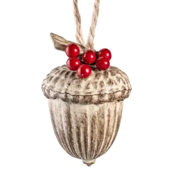 * Resin Tree Decorations|Acorn With Red Berries