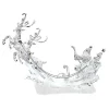 * Decorative Figurines|Acrylic Reindeer Sleigh With Lighting, 24Cm