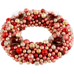 * Advent Decorations & Calendars|Advent Wreath Made Of Baubles, Red-Gold