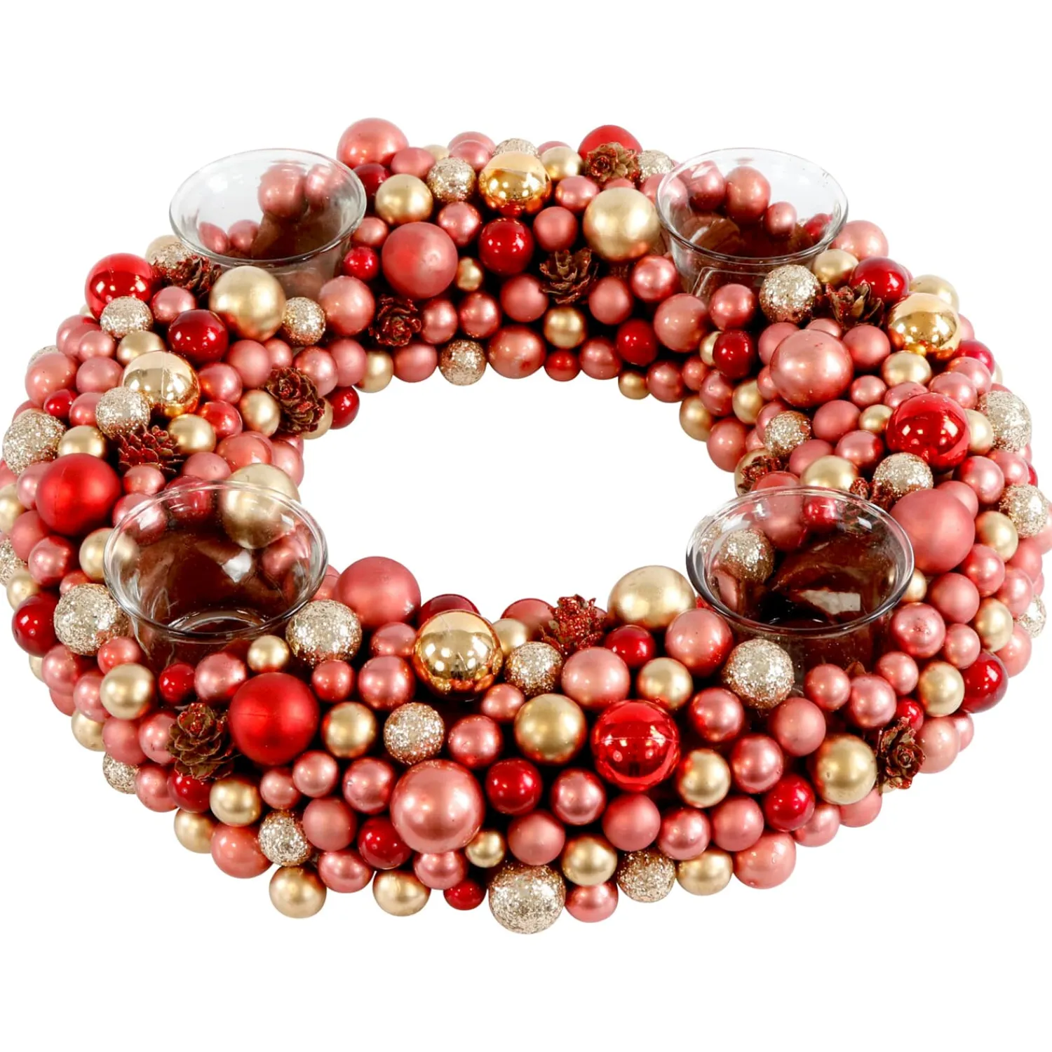* Advent Decorations & Calendars|Advent Wreath Made Of Baubles, Red-Gold