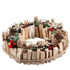 * Home Decorations|Advent Wreath With Red Fruits And Pine Cones