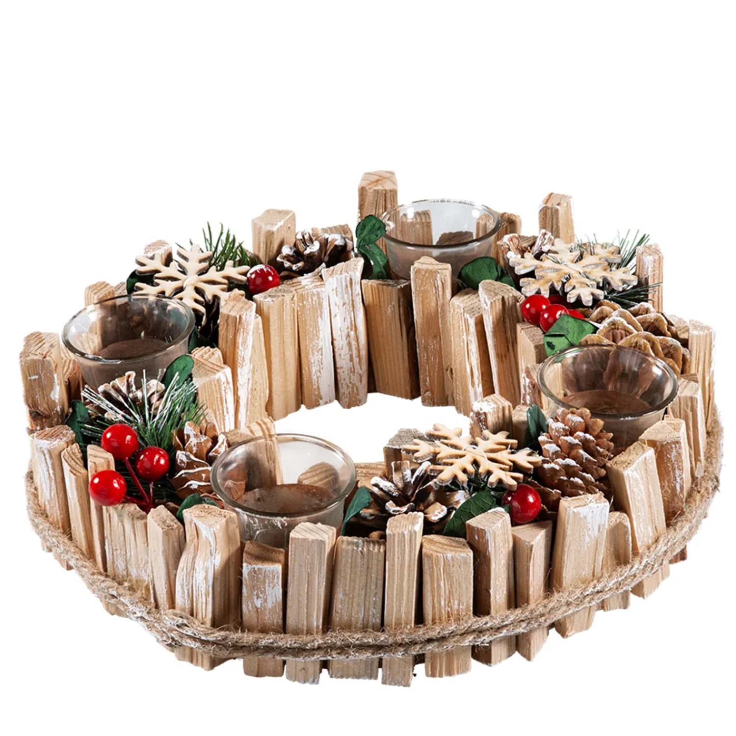 * Home Decorations|Advent Wreath With Red Fruits And Pine Cones
