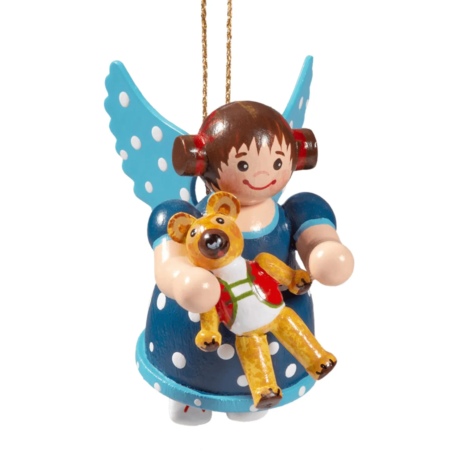 * Wood Tree Decorations|Angel With Teddy