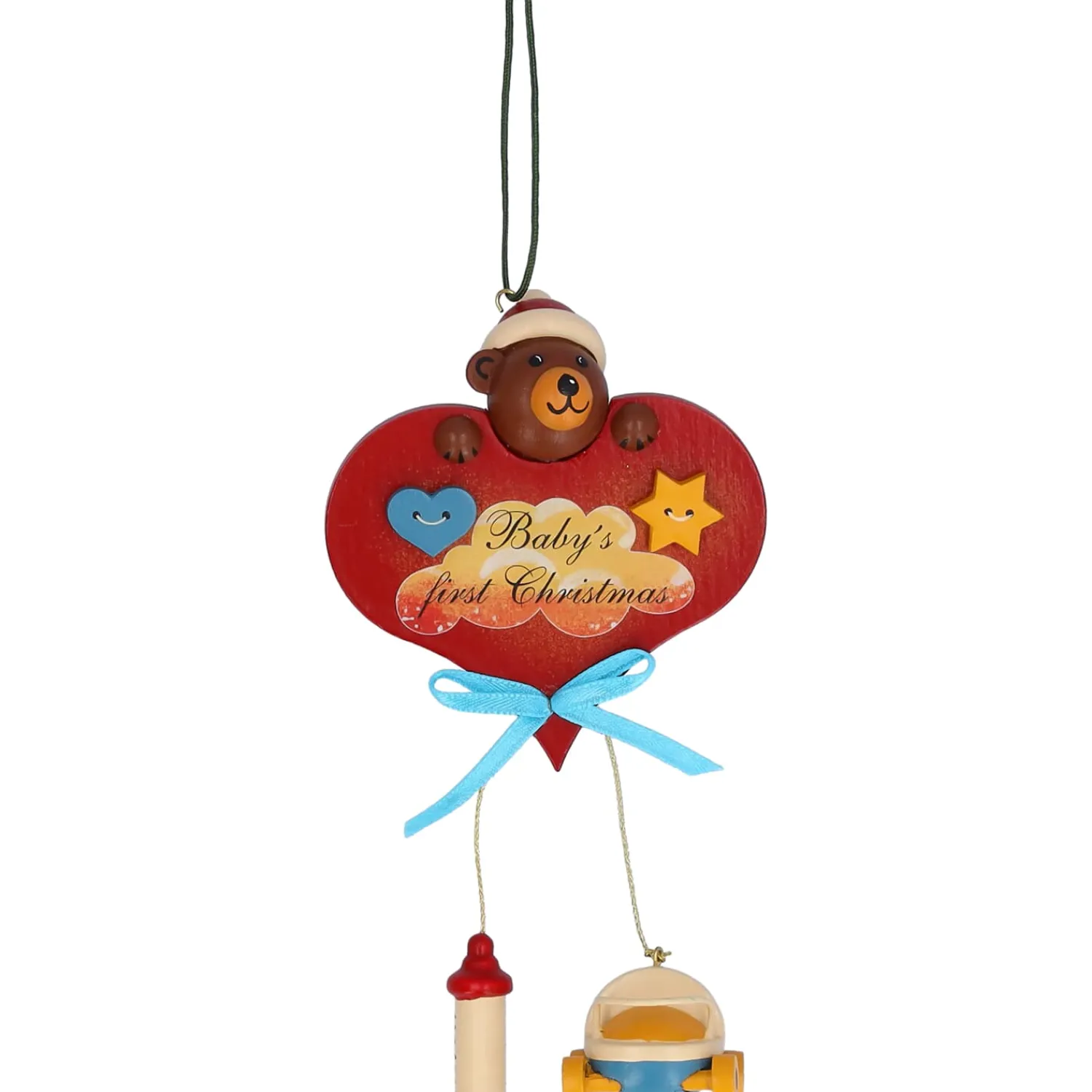 * Wood Tree Decorations|Baby's First Christmas Cuddly Bear