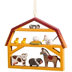 * Wood Tree Decorations|Barn With Animals