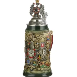 * Beer Steins|Beer Stein With Tin Eagle "City Arms", Brown, 0.75L