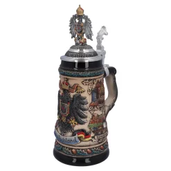 * Beer Steins|Beer Stein With Tin Eagle "Germany", Colored-Brown, 0.5L