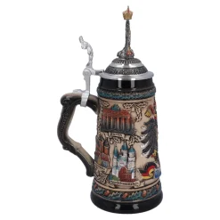 * Beer Steins|Beer Stein With Tin Eagle "Germany", Colored-Brown, 0.5L