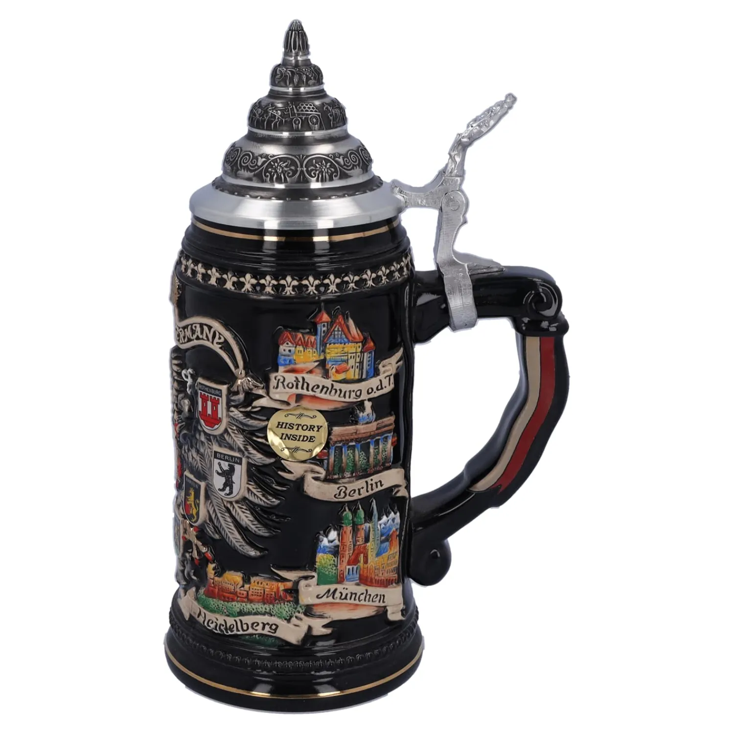 * Beer Steins|Beer Stein With Tin Lid "City Arms", Gold, 0.4L