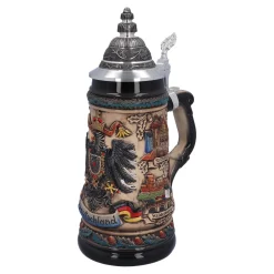 * Beer Steins|Beer Stein With Tin Lid "Germany", Colored-Brown, 0.5L