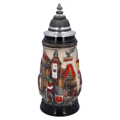 * Beer Steins|Beer Stein With Tin Lid "Rothenburg", Natural, 0.25 L