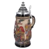 * Beer Steins|Beer Stein With Tin Lid "Rothenburg", Natural, 0.5L