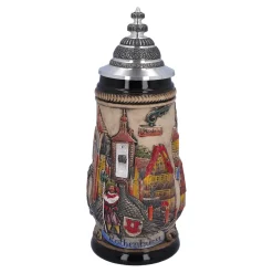 * Beer Steins|Beer Stein With Tin Lid "Rothenburg", Natural, 0.5L