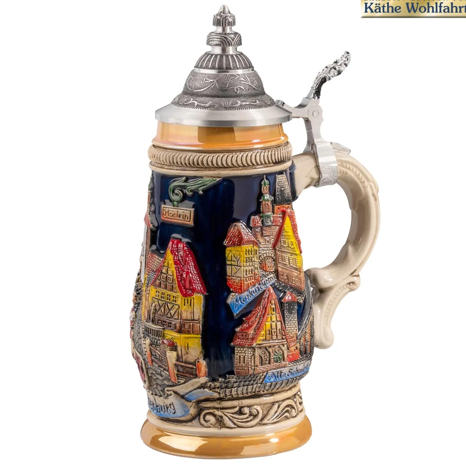 * Beer Steins|Beer Stein With Tin Lid "Rothenburg", Black, 0.25L