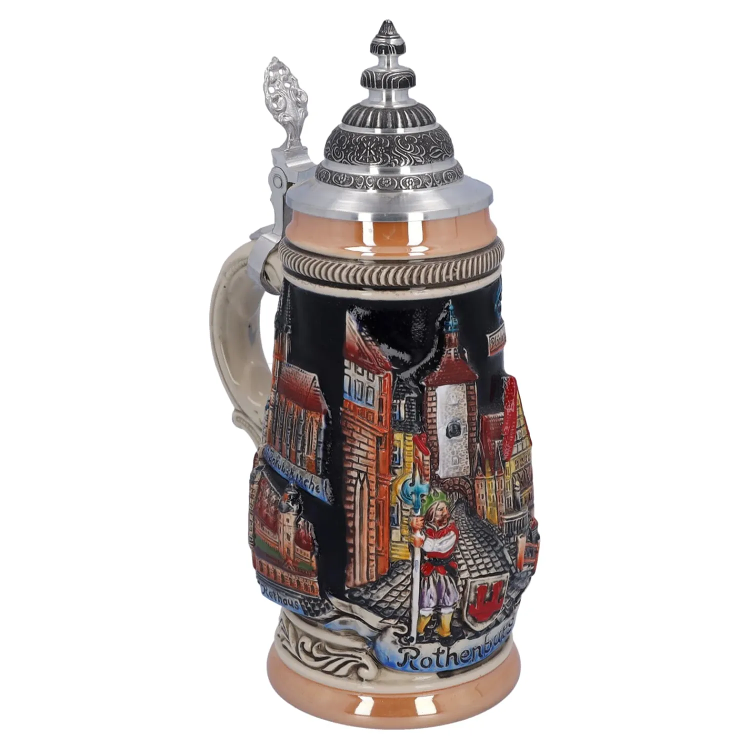 * Beer Steins|Beer Stein With Tin Lid "Rothenburg", Black, 0.25L