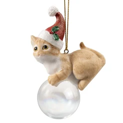 * Resin Tree Decorations|Beige Kitten On Bauble