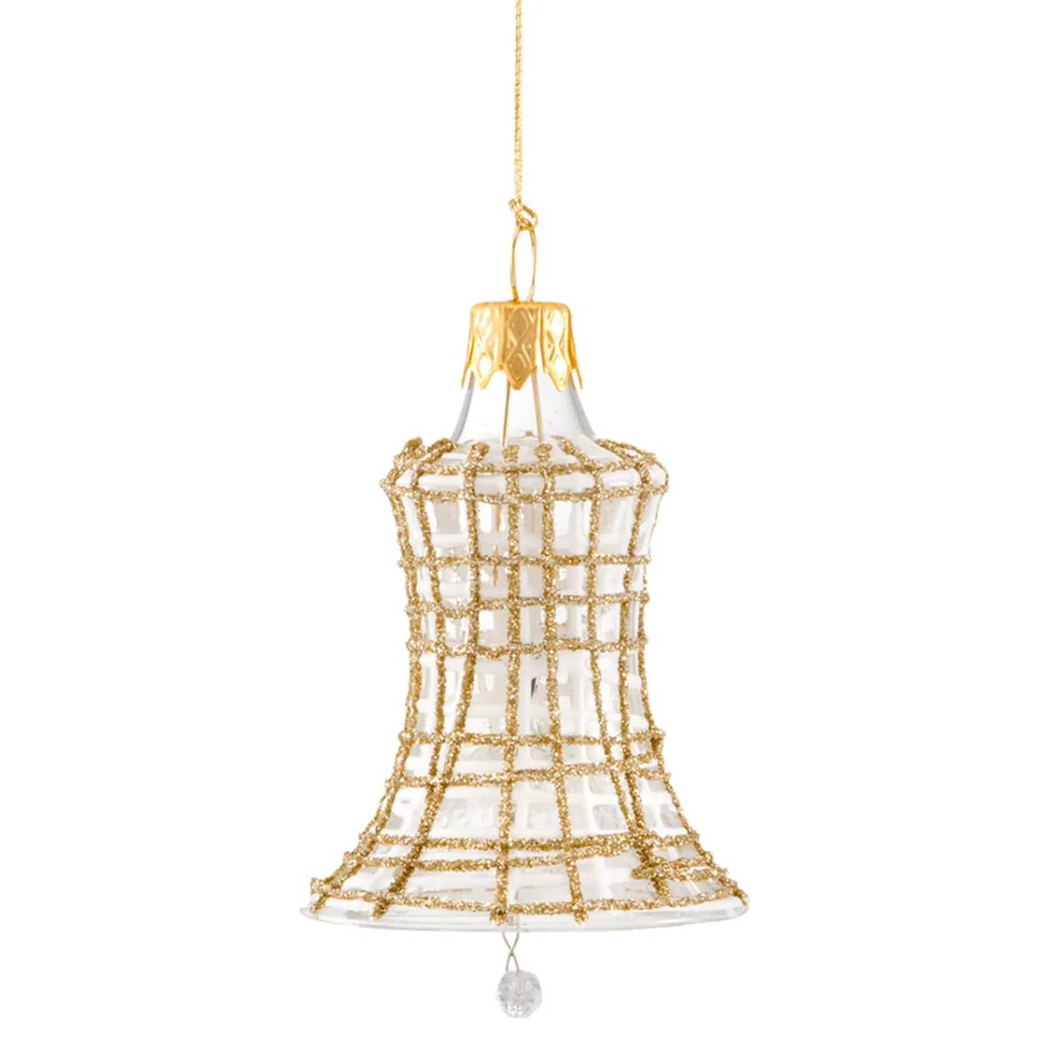 * Tree Baubles And Set Offers|Bell Clear With Glitter Gold/White
