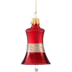 * Tree Baubles And Set Offers|Belll Dark Red Matt/Varnish With Glitter Ribbon