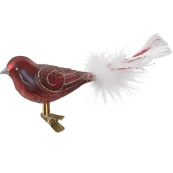 Poesie in Glas Glass Tree Decorations|Bird Burgundy-Silver
