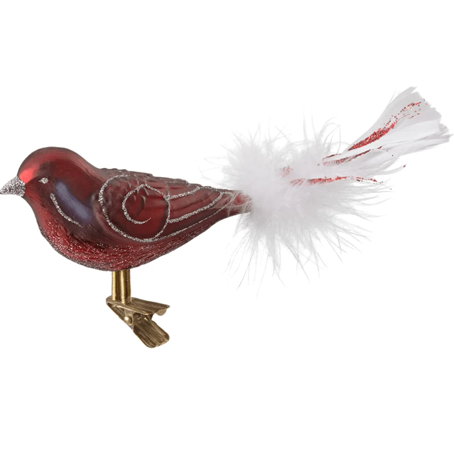 Poesie in Glas Glass Tree Decorations|Bird Burgundy-Silver