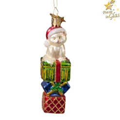 Poesie in Glas Glass Tree Decorations|Cat With Presents