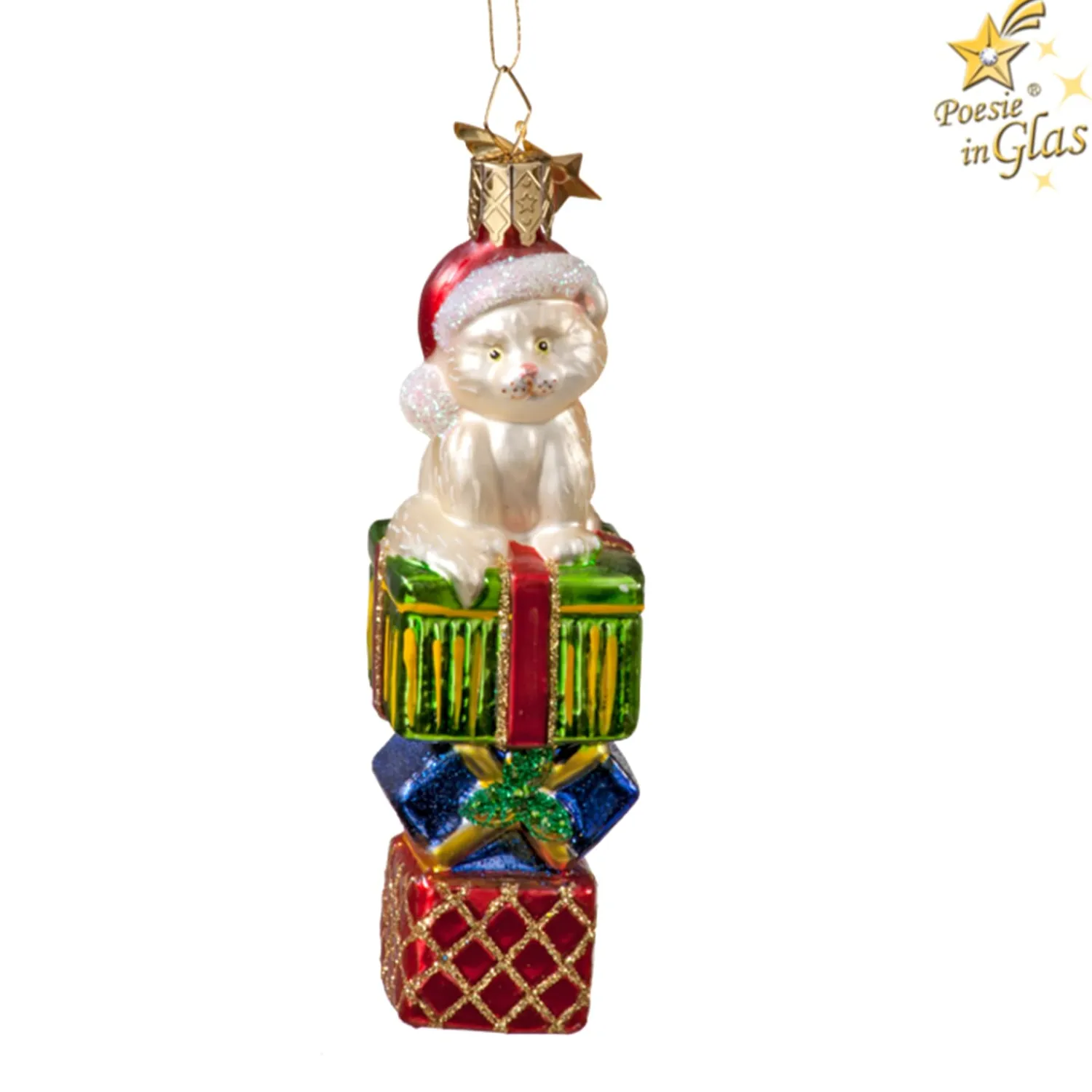 Poesie in Glas Glass Tree Decorations|Cat With Presents