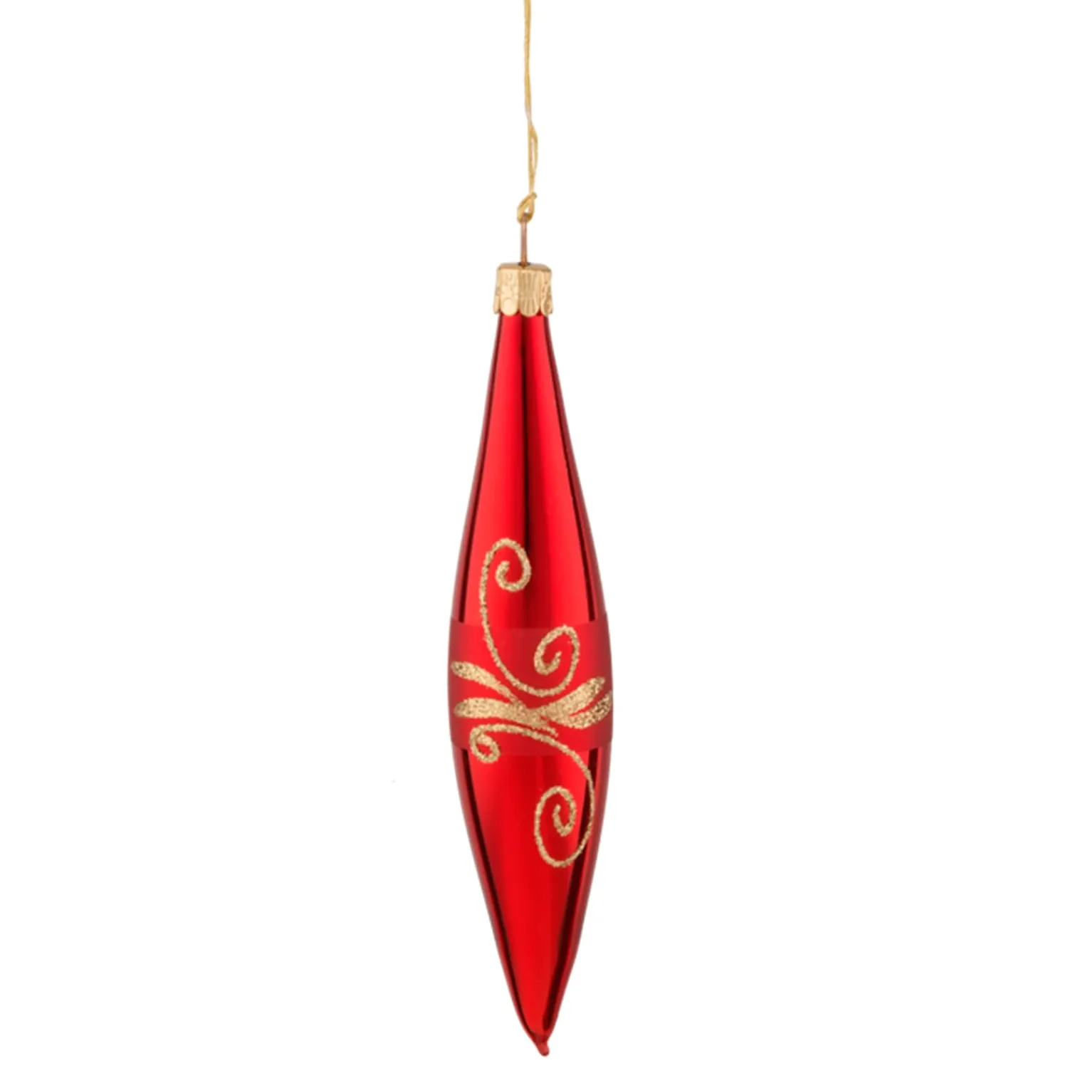 * Tree Baubles And Set Offers|Cone Red With Golden Glitter