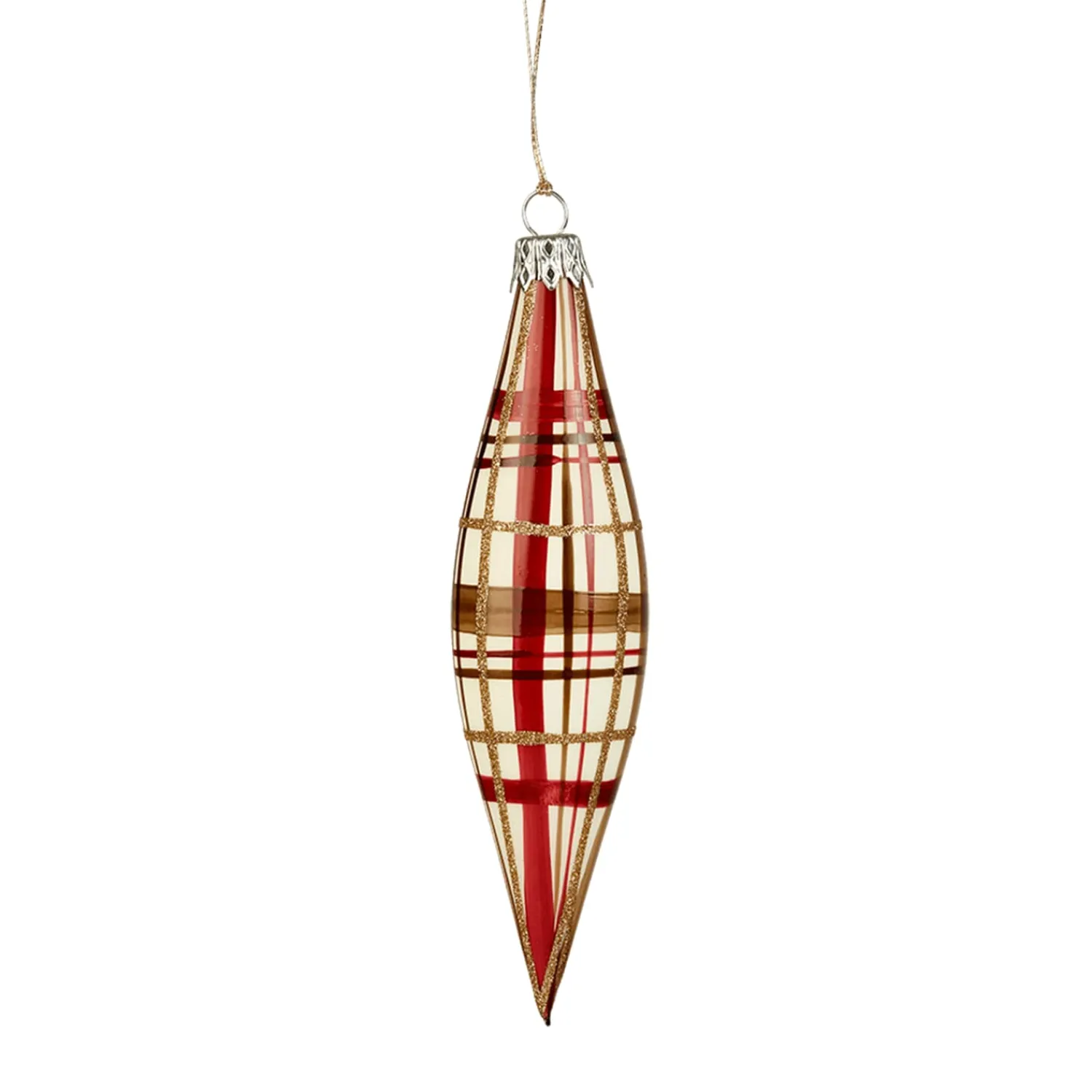 * Tree Baubles And Set Offers|Cone With Check Pattern White Matt