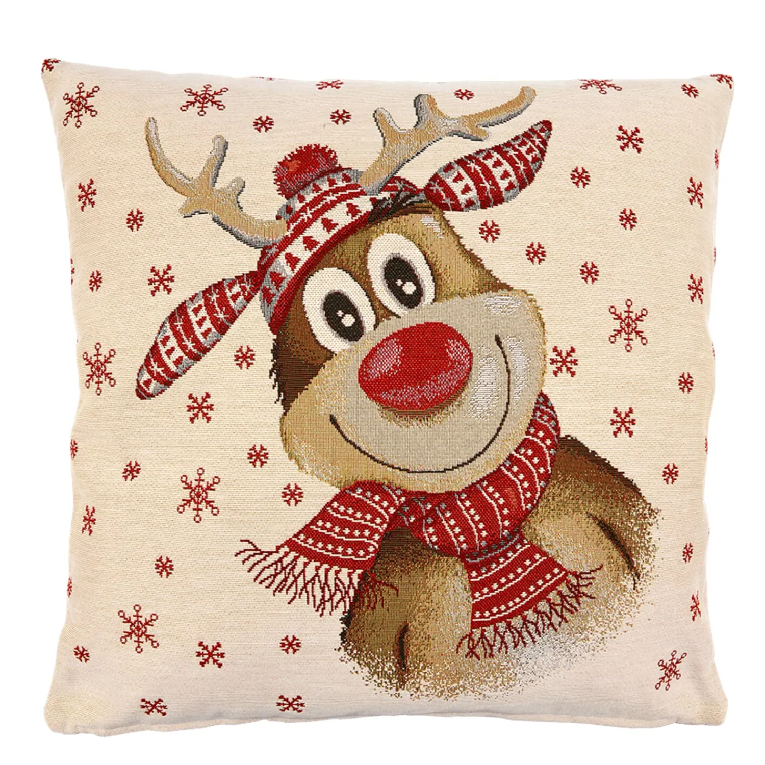 Sandner Home Decorations|Cushion Cover "Jolly Reindeer With Cap"