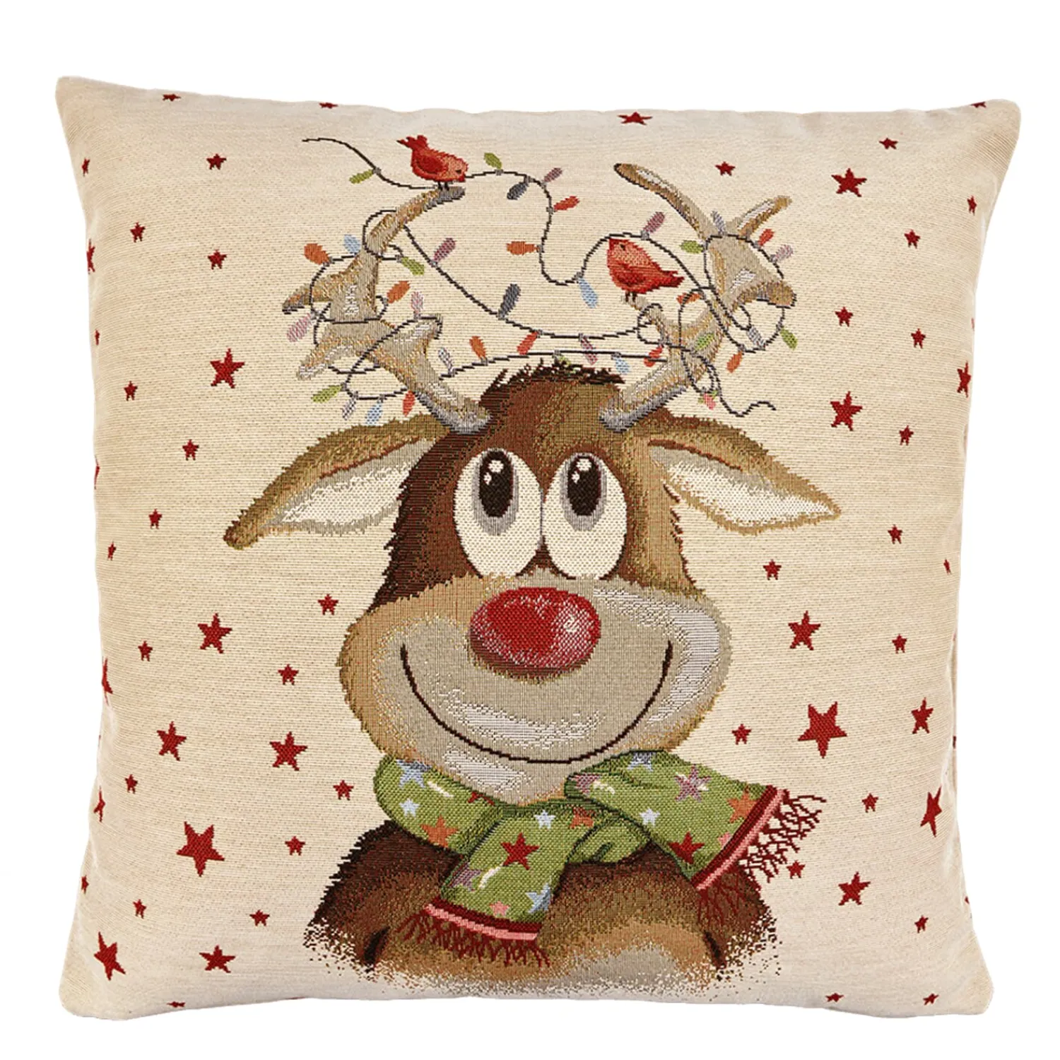 Sandner Home Decorations|Cushion Cover "Jolly Reindeer With Chain Of Lights"