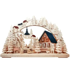 RATAGS Holzdesign Schwibbogen|3-D Schwibbogen "Lumberjack House", 115V With Usb A Port