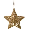 * Plastic Tree Decorations|3-D Star With Glitter, Gold