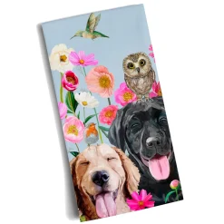 * Table Decorations|Dogs And Birds Tea Towel