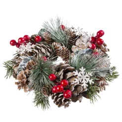 * Home Decorations|Door Or Table Wreath With Red Fruits And Pinecones
