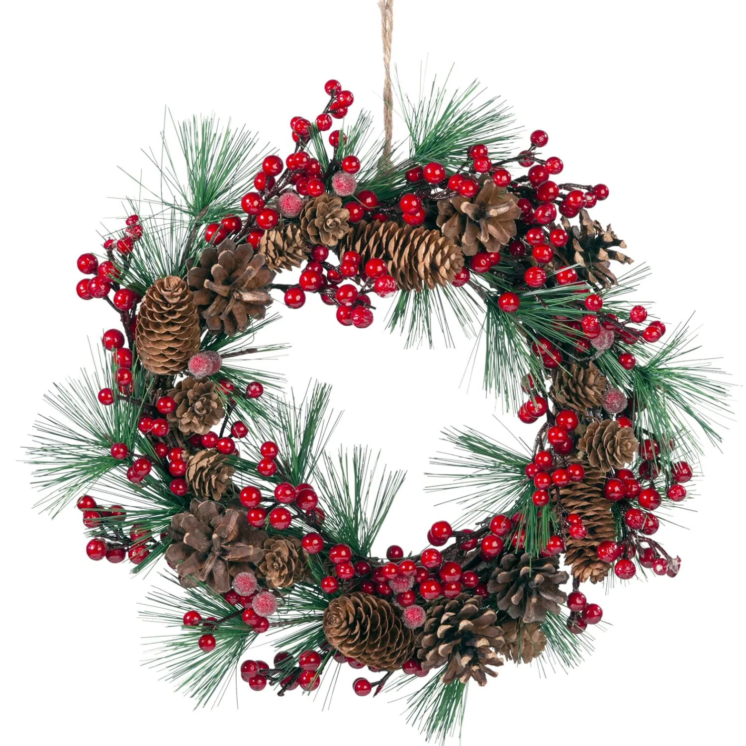 * Home Decorations|Door-/Table Wreath With Red Berries And Pine Cones