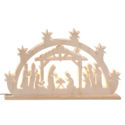 RATAGS Holzdesign Schwibbogen|Double Schwibbogen "Holy Night", 230V With Usb A Port