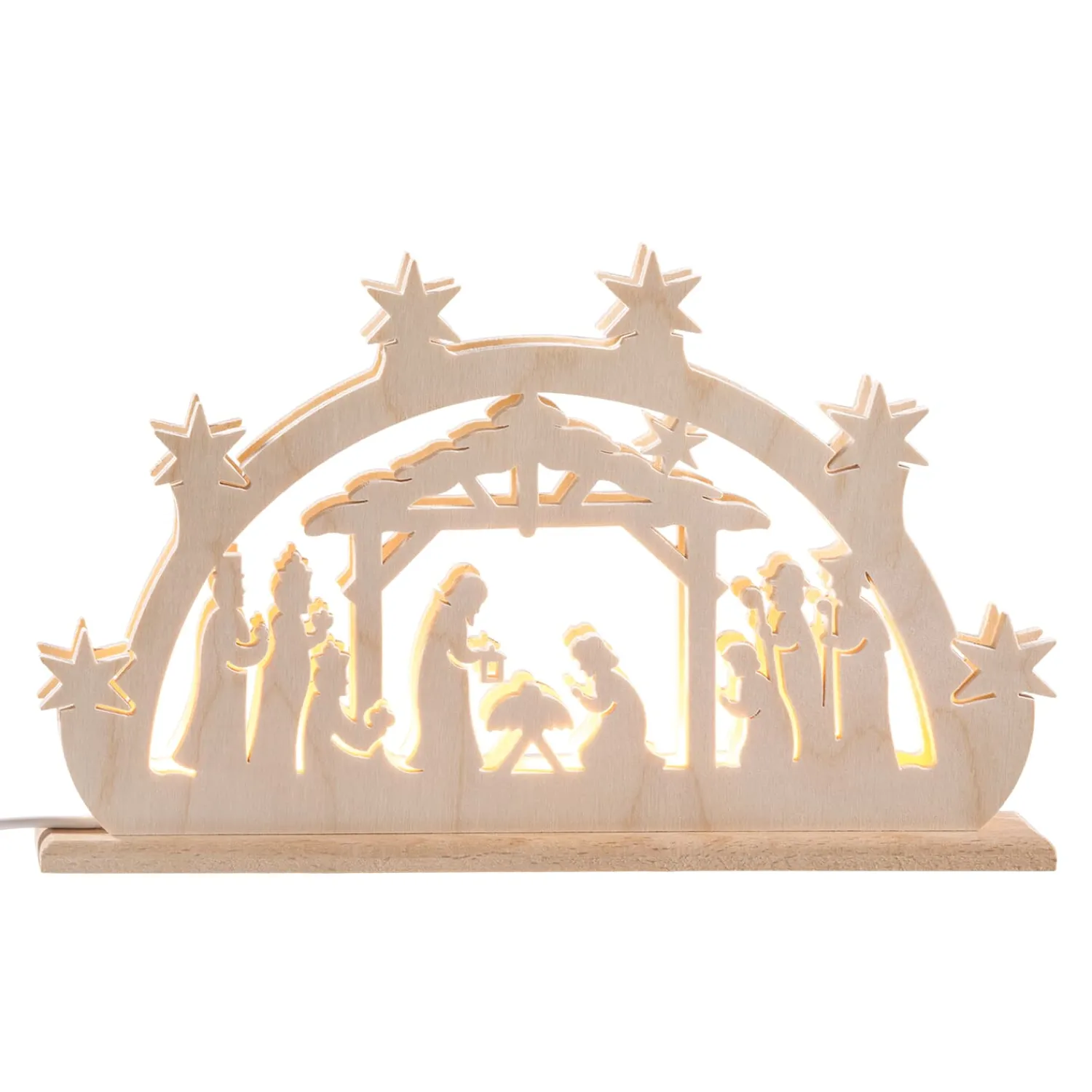 RATAGS Holzdesign Schwibbogen|Double Schwibbogen "Holy Night", 230V With Usb A Port