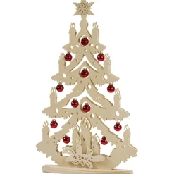 RATAGS Holzdesign Schwibbogen|Double Schwibbogen "Tree With Glass Baubles", 115V With Usb A Port