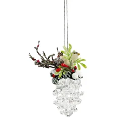 * Acrylic Tree Decorations|Fir Cone With Bird
