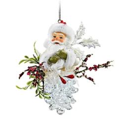 * Acrylic Tree Decorations|Fir Cone With Santa