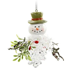 * Acrylic Tree Decorations|Fir Cone With Snowman