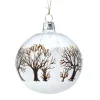 * Tree Baubles And Set Offers|Glass Bauble Clear With Brown Trees, 8Cm