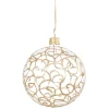 * Tree Baubles And Set Offers|Glass Bauble Clear With Golden Squiggles, 6 Cm