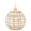 * Tree Baubles And Set Offers|Glass Bauble Clear With Glitter Gold/White, 8 Cm