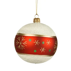 * Tree Baubles And Set Offers|Glass Bauble Frosty With Snowflakes, 10Cm