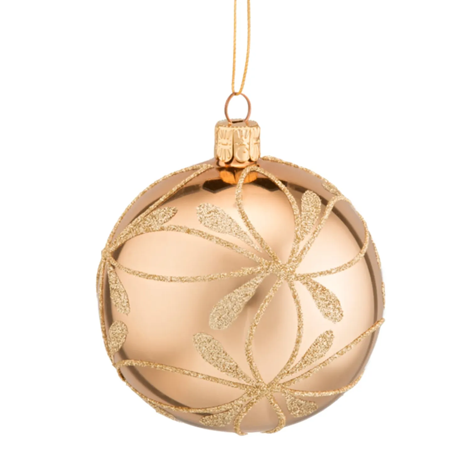 * Tree Baubles And Set Offers|Glass Bauble Gold With Flowers, 8 Cm