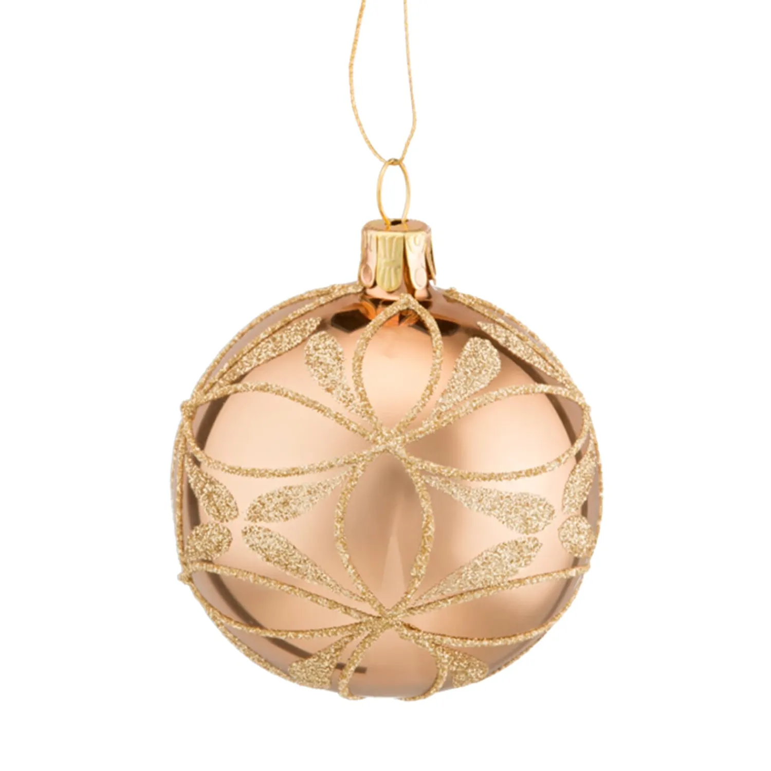 * Tree Baubles And Set Offers|Glass Bauble Gold With Flowers, 6 Cm