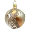 * Tree Baubles And Set Offers|Glass Bauble Gold With Golden Decor, 6 Cm
