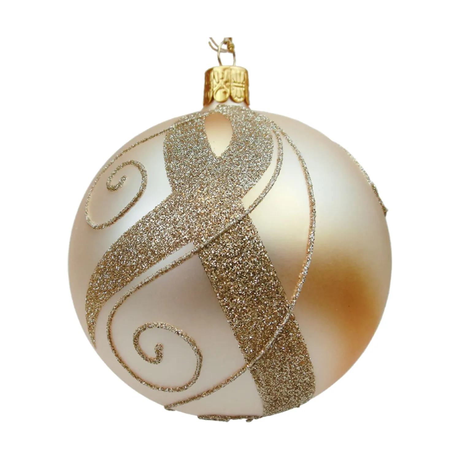 * Tree Baubles And Set Offers|Glass Bauble Gold With Golden Decor, 10 Cm