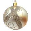 * Tree Baubles And Set Offers|Glass Bauble Gold With Golden Decor, 8 Cm